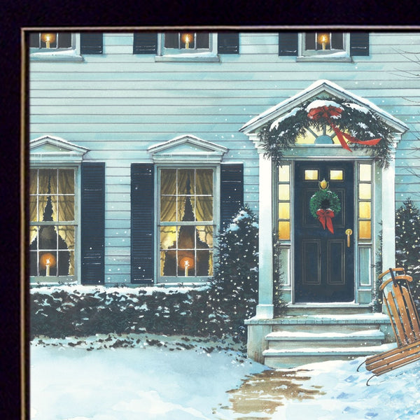 Homeroots December Lights 2 Black Framed Print Wall Art Black Wood Print On Paper 407400