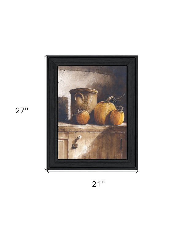 Homeroots Crocks And Pumpkins Black Framed Print Wall Art Charcoal Wood Print On Paper 407403