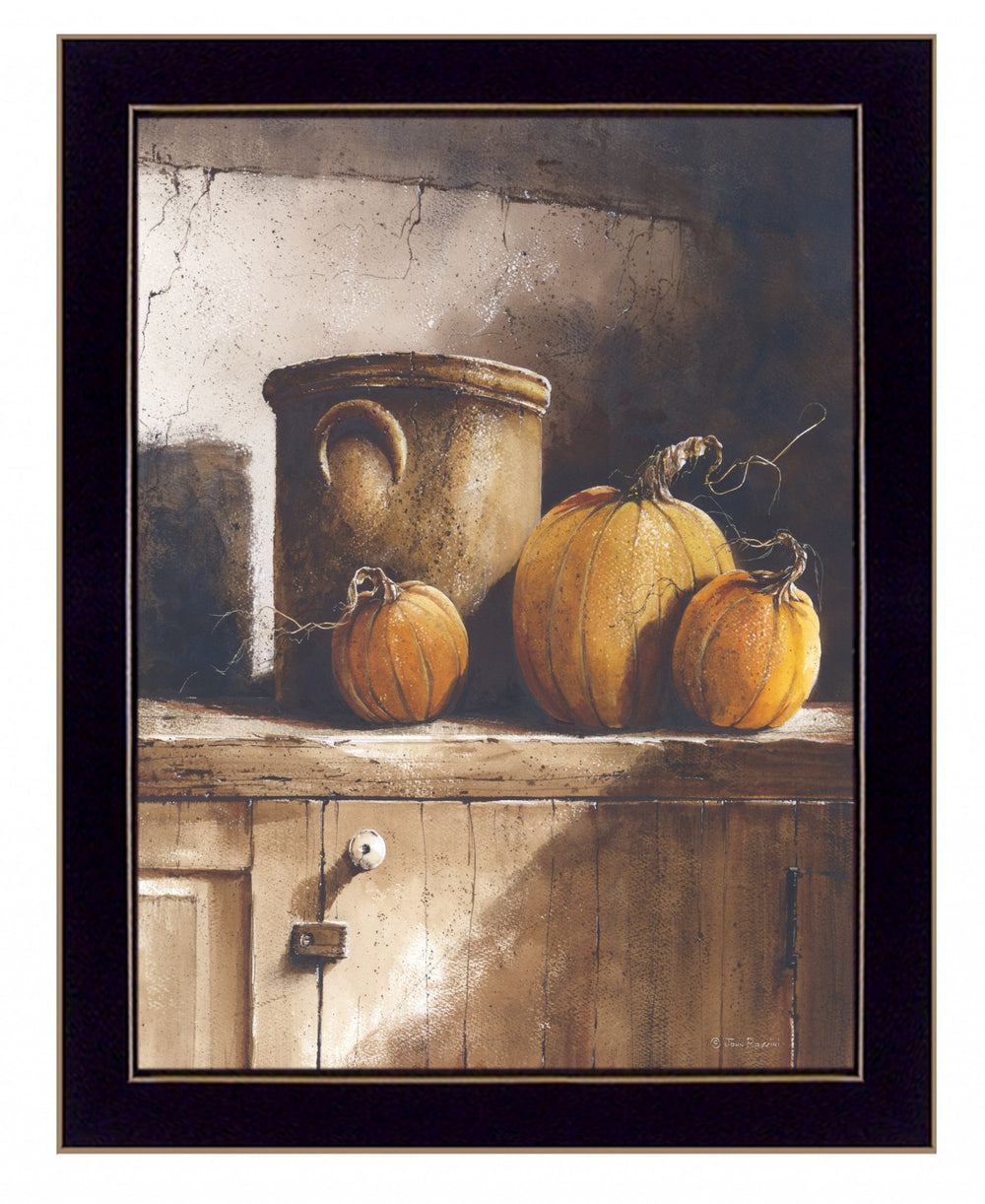 Homeroots Crocks And Pumpkins 2 Black Framed Print Wall Art  Wood Print On Paper 407404