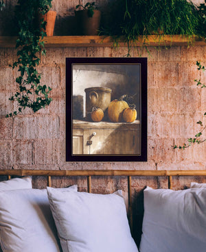 Homeroots Crocks And Pumpkins 2 Black Framed Print Wall Art  Wood Print On Paper 407404