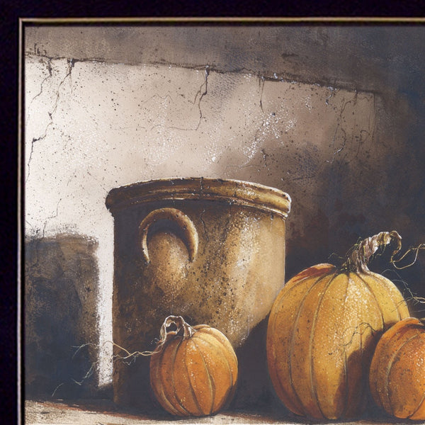 Homeroots Crocks And Pumpkins 2 Black Framed Print Wall Art  Wood Print On Paper 407404