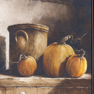 Homeroots Crocks And Pumpkins 2 Black Framed Print Wall Art  Wood Print On Paper 407404