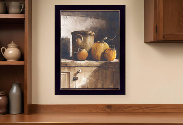 Homeroots Crocks And Pumpkins 2 Black Framed Print Wall Art  Wood Print On Paper 407404