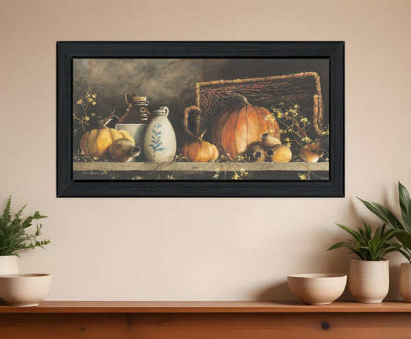 HomeRoots Pumpkin Framed Print Wall Art - Contemporary Kitchen Décor with Bold Motif for Dining Spaces 407406
