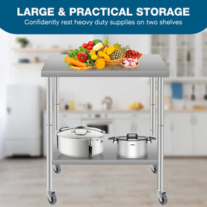 English Elm 60''*24'' Stainless Steel Commercial Prep Table with Under Shelf for Restaurant Kitchen W3167P303188