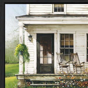 Homeroots Back Porch Gathering 1 Black Framed Print Wall Art Charcoal Wood Print On Paper 407414