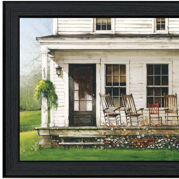 Homeroots Back Porch Gathering 1 Black Framed Print Wall Art Charcoal Wood Print On Paper 407414