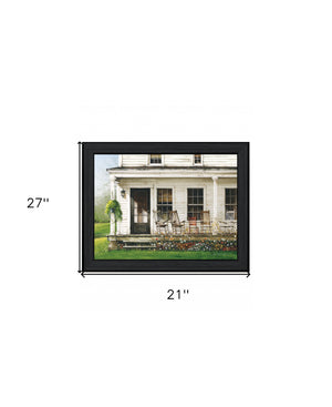 Homeroots Back Porch Gathering 1 Black Framed Print Wall Art Charcoal Wood Print On Paper 407414