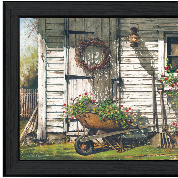Homeroots Spring Cleaning 3 Black Framed Print Wall Art  Wood Print On Paper 407425