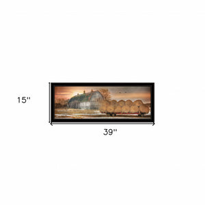 Homeroots Sunset On The Farm 2 Black Framed Print Wall Art  Wood Print On Paper 407434