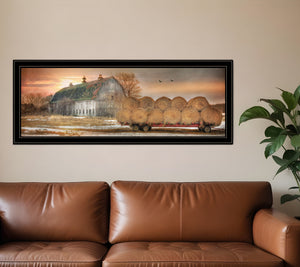 Homeroots Sunset On The Farm 2 Black Framed Print Wall Art  Wood Print On Paper 407434
