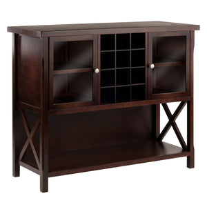 Winsome Wood Xola Buffet Cabinet With Glass Doors, Stylish Cappuccino Finish, Wine Storage & Display Space Cappuccino Solid ,Composite Wood 40744-winsome-wood