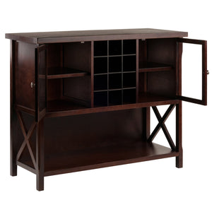 Winsome Wood Xola Buffet Cabinet With Glass Doors, Stylish Cappuccino Finish, Wine Storage & Display Space Cappuccino Solid ,Composite Wood 40744-winsome-wood