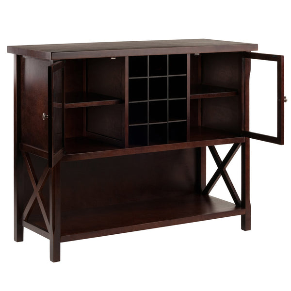 Winsome Wood Xola Buffet Cabinet With Glass Doors, Stylish Cappuccino Finish, Wine Storage & Display Space Cappuccino Solid ,Composite Wood 40744-winsome-wood