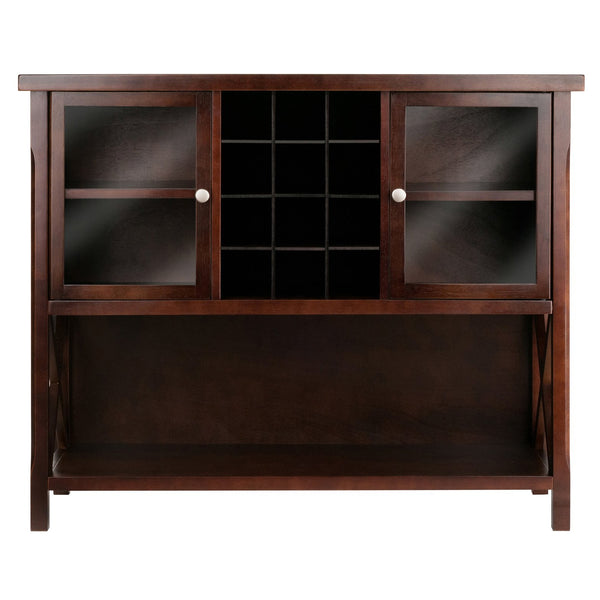 Winsome Wood Xola Buffet Cabinet With Glass Doors, Stylish Cappuccino Finish, Wine Storage & Display Space Cappuccino Solid ,Composite Wood 40744-winsome-wood