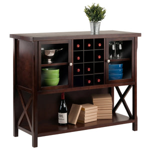 Winsome Wood Xola Buffet Cabinet With Glass Doors, Stylish Cappuccino Finish, Wine Storage & Display Space Cappuccino Solid ,Composite Wood 40744-winsome-wood