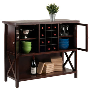 Winsome Wood Xola Buffet Cabinet With Glass Doors, Stylish Cappuccino Finish, Wine Storage & Display Space Cappuccino Solid ,Composite Wood 40744-winsome-wood