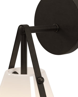 Currey & Company Bronwen Equestrian-inspired Brass Bath Wall Sconce With Dimmable Soft Glow And Modern Farmhouse Charm Black Glass ,Metal 5800-0074-currey-company