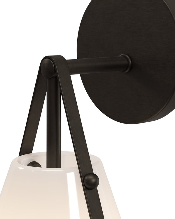 Currey & Company Bronwen Equestrian-inspired Brass Bath Wall Sconce With Dimmable Soft Glow And Modern Farmhouse Charm Black Glass ,Metal 5800-0074-currey-company