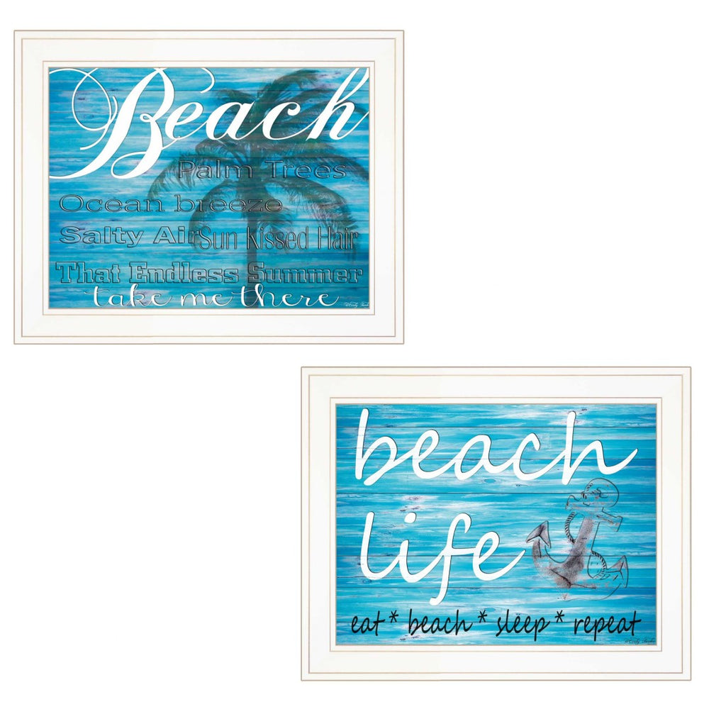 HomeRoots Set of Two Framed Beach Life Prints - Coastal Charm Wall Art for Modern Home Decor, Ready to Hang 407476