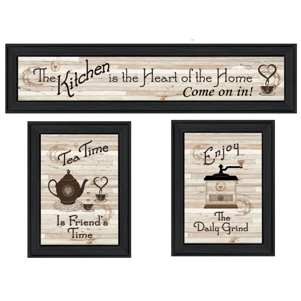HomeRoots Set of Three Black Framed Kitchen Prints - Modern Wall Art for Coffee Lovers & Stylish Decor 407477