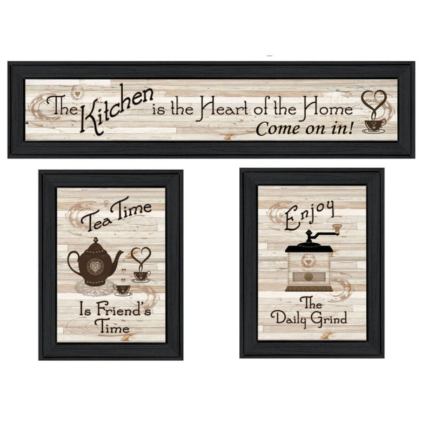 HomeRoots Set of Three Black Framed Kitchen Prints - Modern Wall Art for Coffee Lovers & Stylish Decor 407477