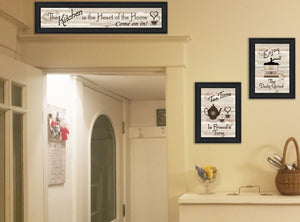 HomeRoots Set of Three Black Framed Kitchen Prints - Modern Wall Art for Coffee Lovers & Stylish Decor 407477