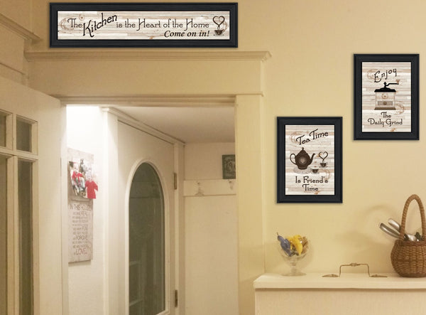 HomeRoots Set of Three Black Framed Kitchen Prints - Modern Wall Art for Coffee Lovers & Stylish Decor 407477