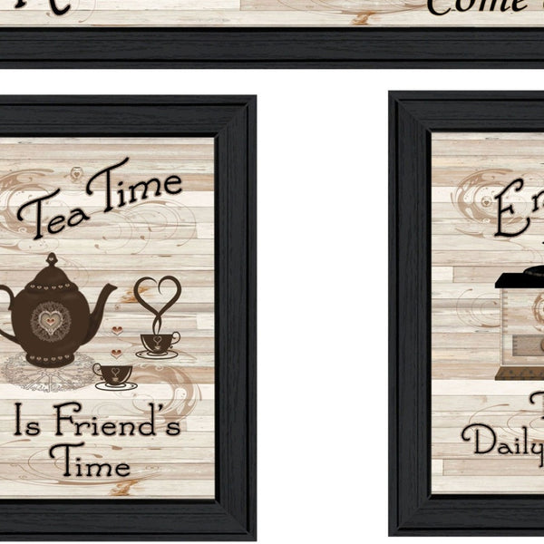 HomeRoots Set of Three Black Framed Kitchen Prints - Modern Wall Art for Coffee Lovers & Stylish Decor 407477