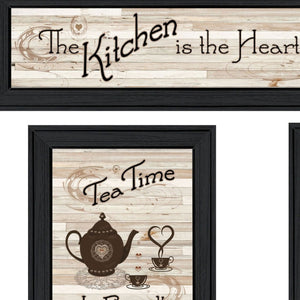 HomeRoots Set of Three Black Framed Kitchen Prints - Modern Wall Art for Coffee Lovers & Stylish Decor 407477