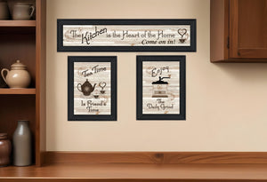HomeRoots Set of Three Black Framed Kitchen Prints - Modern Wall Art for Coffee Lovers & Stylish Decor 407477
