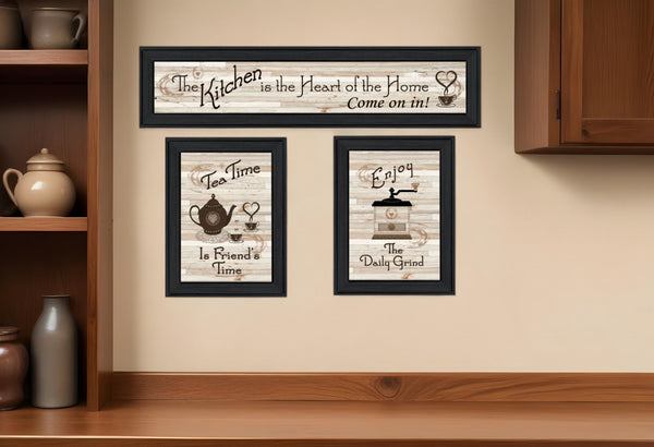 HomeRoots Set of Three Black Framed Kitchen Prints - Modern Wall Art for Coffee Lovers & Stylish Decor 407477