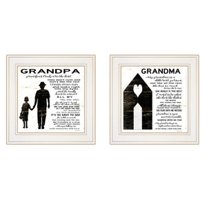 Homeroots Set Of Two My Grandparents Are The Best 2 White Framed Print Wall Art  Wood Print On Paper 407478