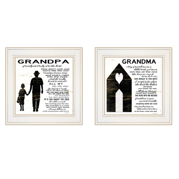 Homeroots Set Of Two My Grandparents Are The Best 2 White Framed Print Wall Art  Wood Print On Paper 407478