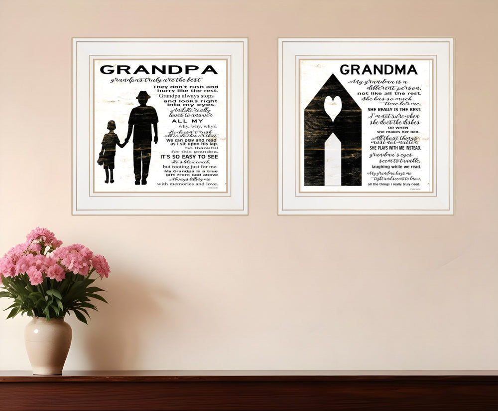 Homeroots Set Of Two My Grandparents Are The Best 2 White Framed Print Wall Art  Wood Print On Paper 407478