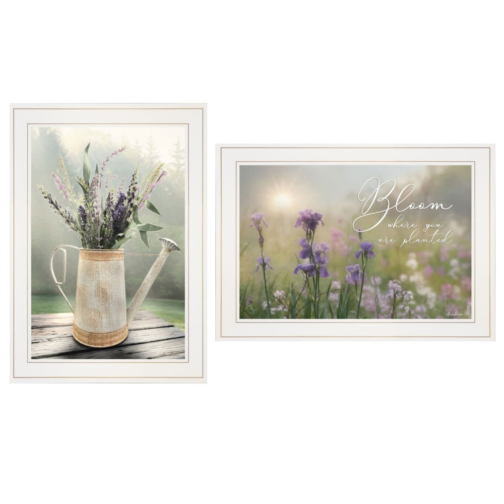 HomeRoots Set of Two Bloom Where You Are Planted Framed Prints – Modern Wall Art for Inspired Spaces White 407480
