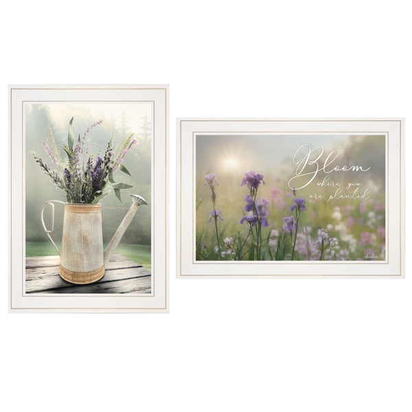 HomeRoots Set of Two Bloom Where You Are Planted Framed Prints – Modern Wall Art for Inspired Spaces White 407480