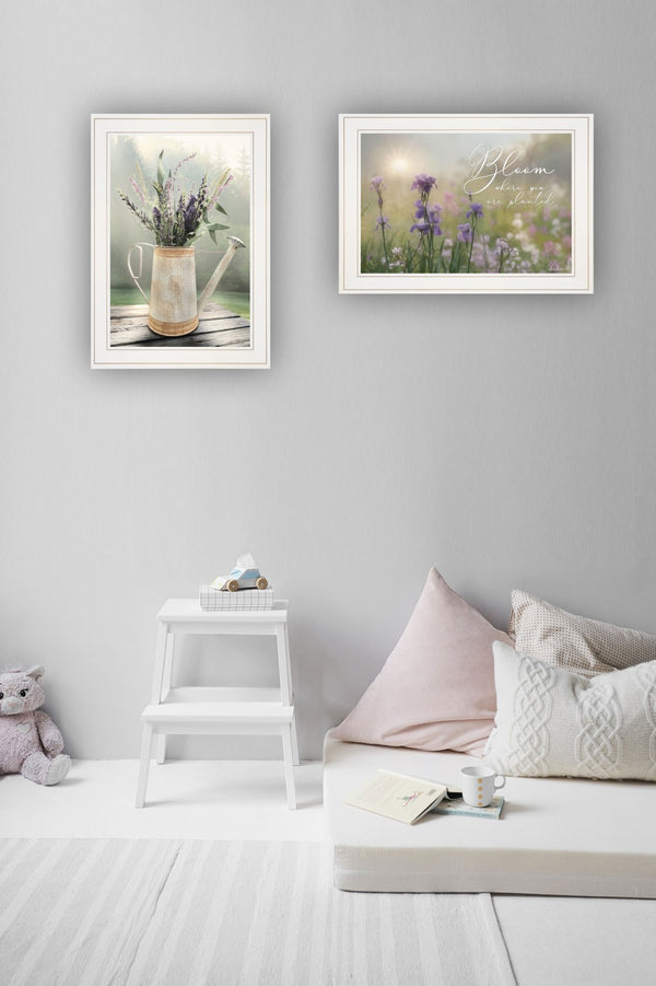 HomeRoots Set of Two Bloom Where You Are Planted Framed Prints – Modern Wall Art for Inspired Spaces White 407480