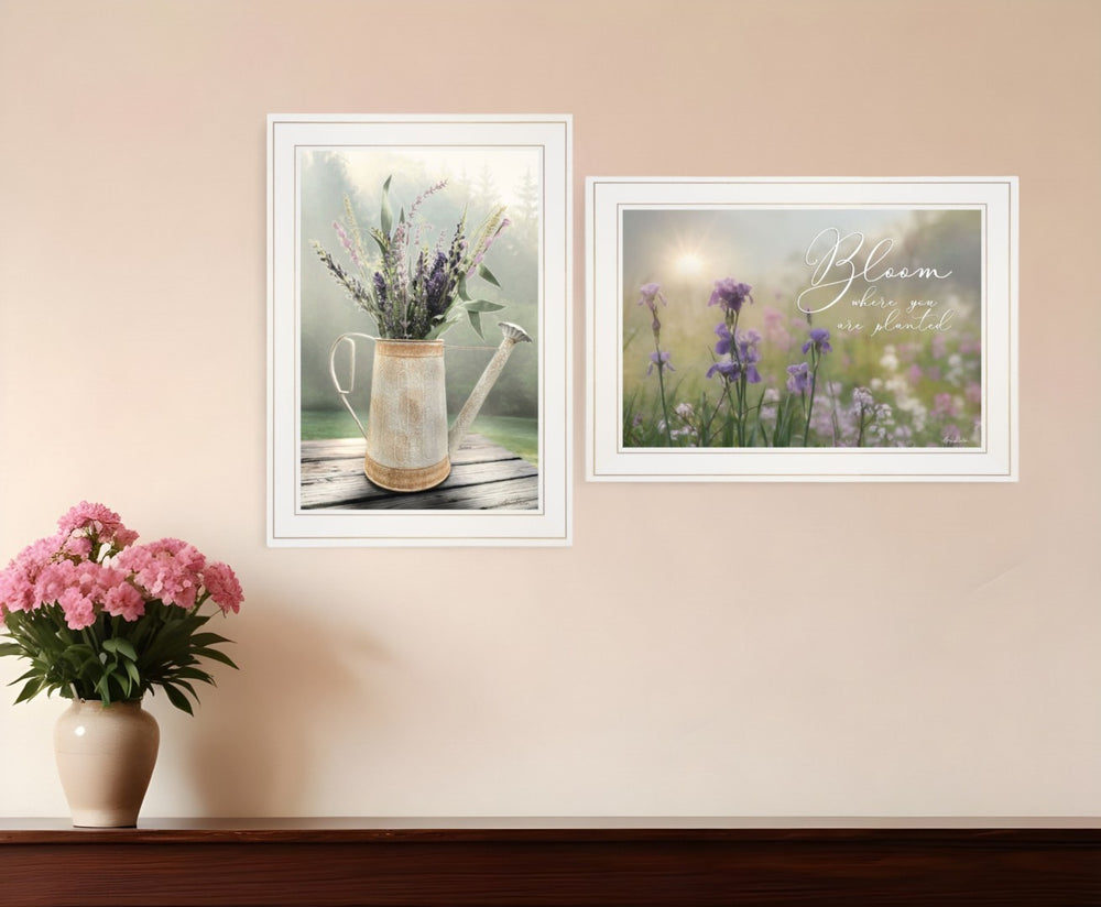HomeRoots Set of Two Bloom Where You Are Planted Framed Prints – Modern Wall Art for Inspired Spaces White 407480