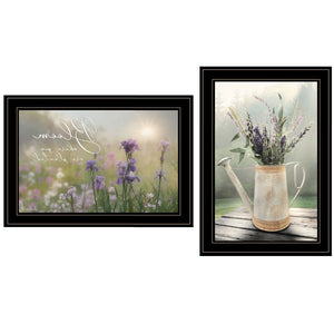 HomeRoots Set of Two Inspirational “Bloom Where You Are Planted” Black Framed Prints for Home Décor 407481
