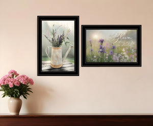 HomeRoots Set of Two Inspirational “Bloom Where You Are Planted” Black Framed Prints for Home Décor 407481