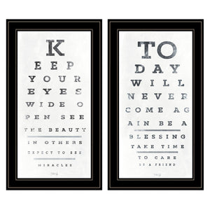 HomeRoots Set of Two Eye Chart Prints - Modern Framed Wall Art for Home, Office, or Clinic Decor, 27x31 In 407482
