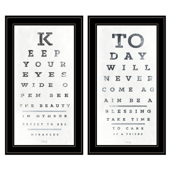 HomeRoots Set of Two Eye Chart Prints - Modern Framed Wall Art for Home, Office, or Clinic Decor, 27x31 In 407482