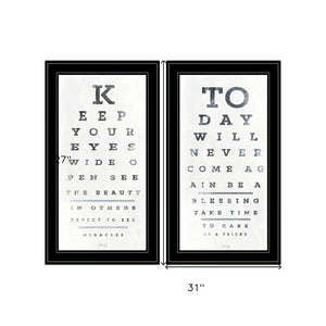 HomeRoots Set of Two Eye Chart Prints - Modern Framed Wall Art for Home, Office, or Clinic Decor, 27x31 In 407482