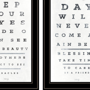 HomeRoots Set of Two Eye Chart Prints - Modern Framed Wall Art for Home, Office, or Clinic Decor, 27x31 In 407482
