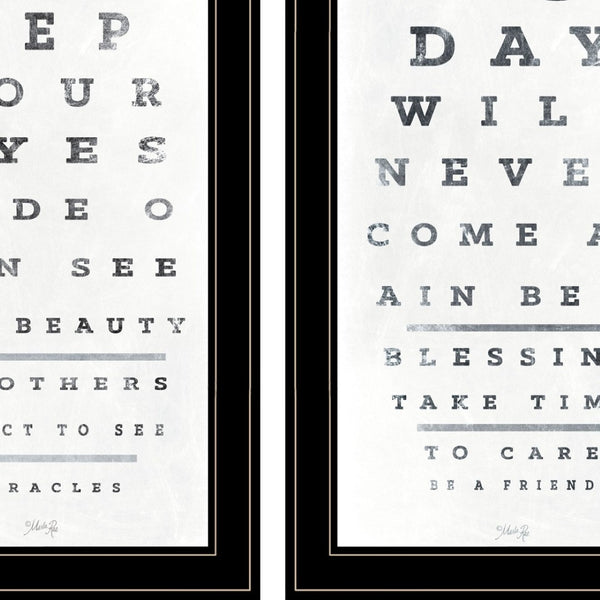 HomeRoots Set of Two Eye Chart Prints - Modern Framed Wall Art for Home, Office, or Clinic Decor, 27x31 In 407482