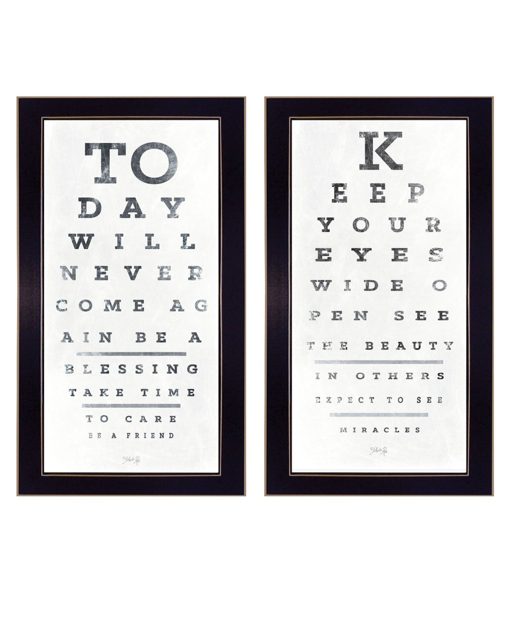 HomeRoots Set of Two Eye Charts - Modern Black Framed Art Prints for Stylish Home Décor & Quick Room Refresh 407483
