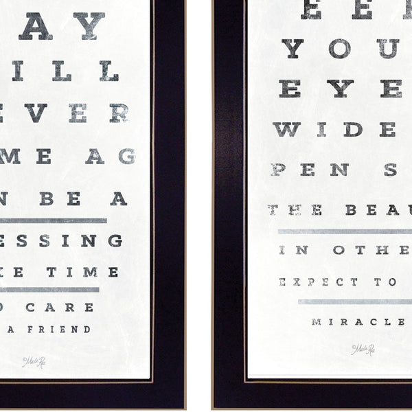 Homeroots Set Of Two Eye Charts 2 Black Framed Print Wall Art  Wood Print On Paper 407483