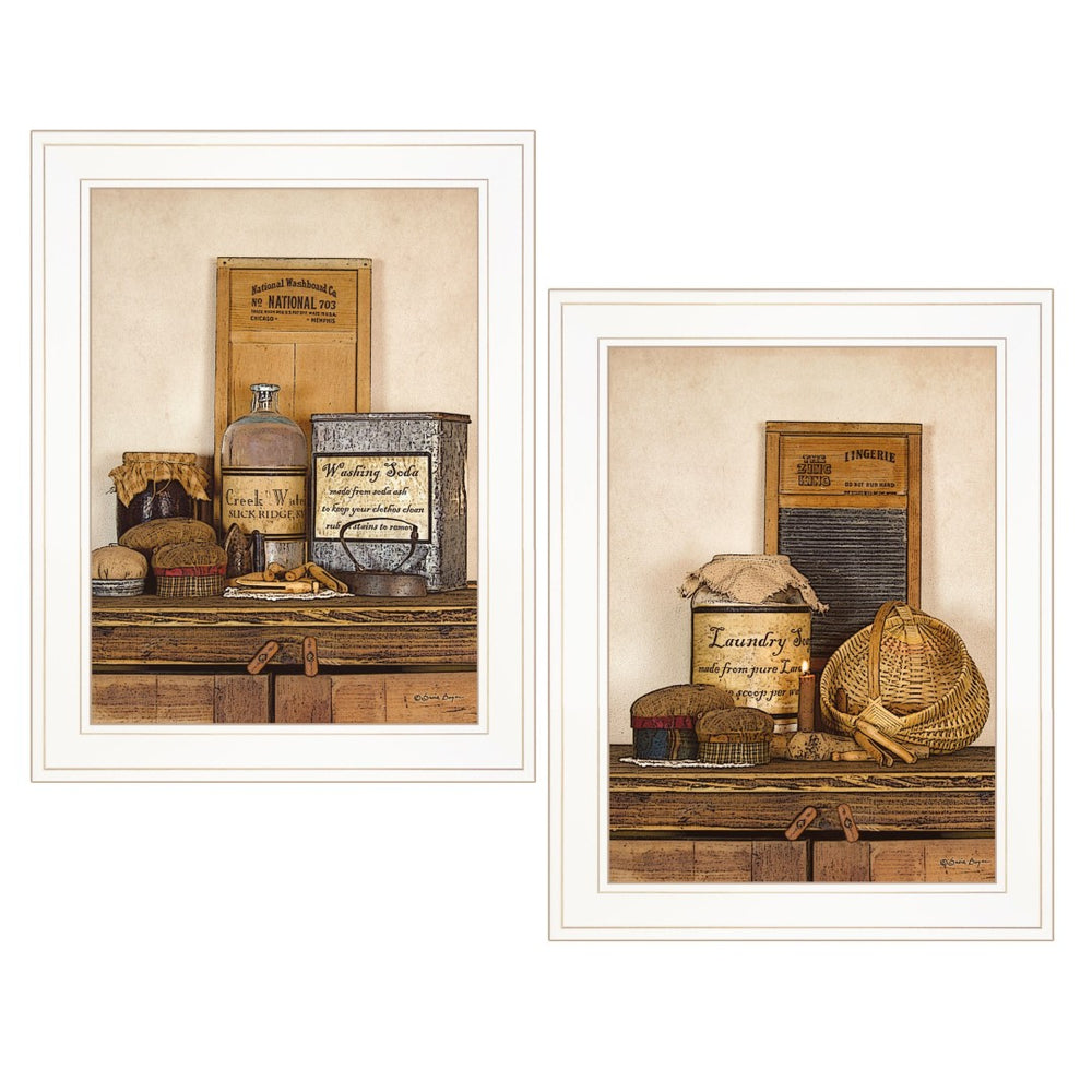 HomeRoots Set of Two Framed Creek Water Prints - Serene Bathroom Wall Art for Modern Coastal Decor 407484