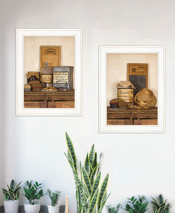HomeRoots Set of Two Framed Creek Water Prints - Serene Bathroom Wall Art for Modern Coastal Decor 407484